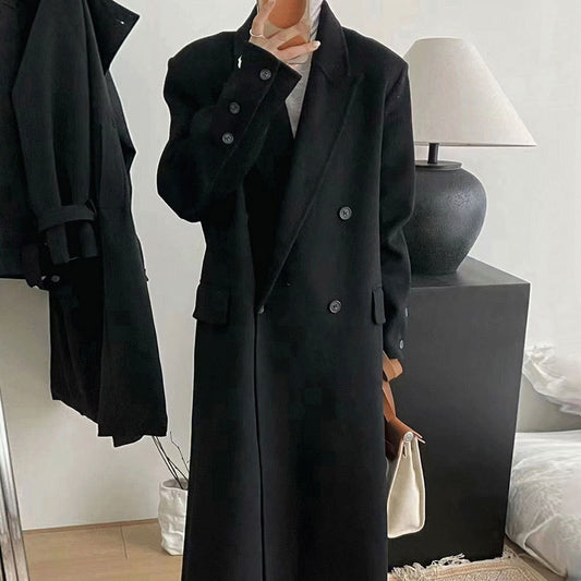 Irregular Cufflink Design Woolen Coat Coat Woman