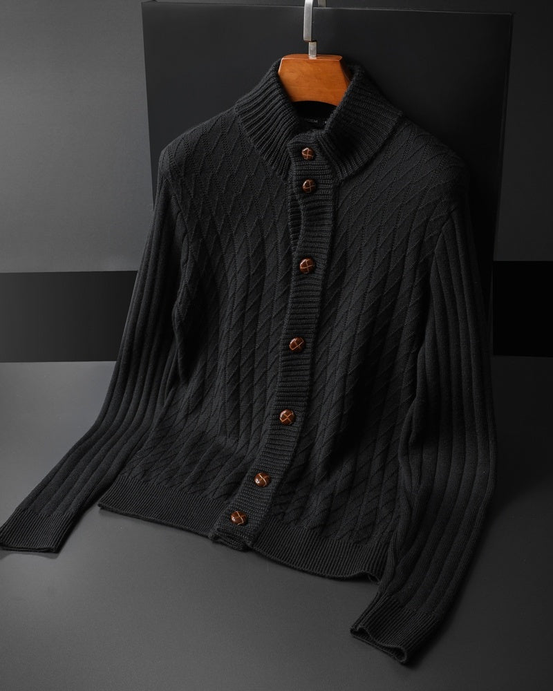 Solid Color Sweater Knitted Sweater Button Men's Cardigan Coat