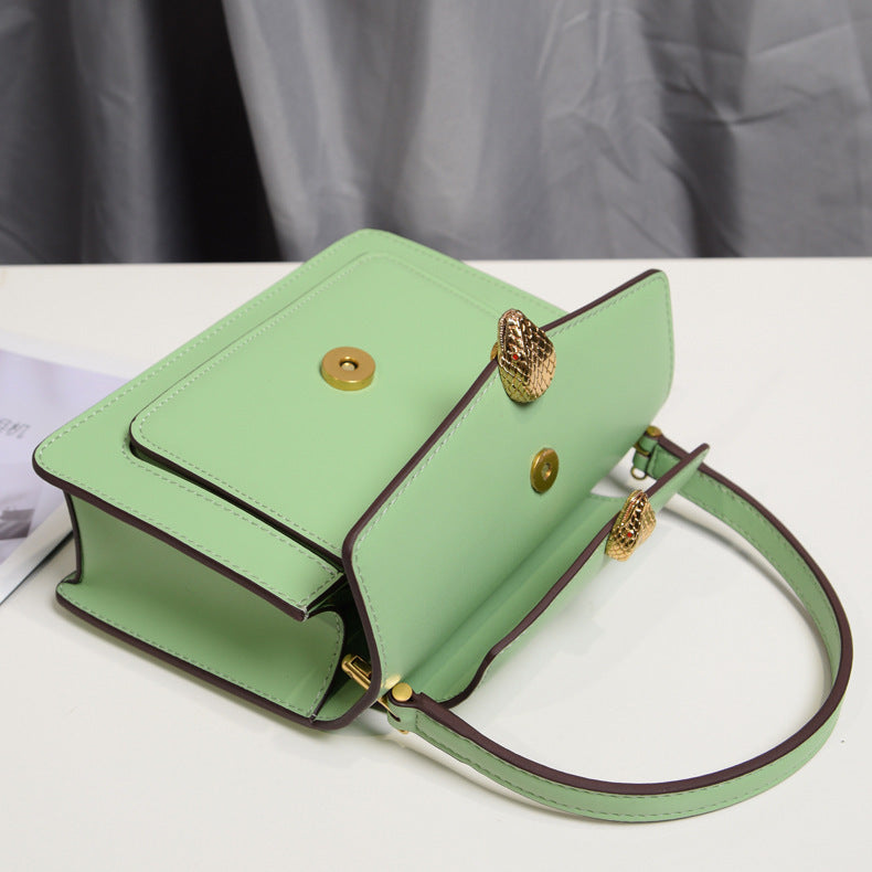 Double snake head bag with chain