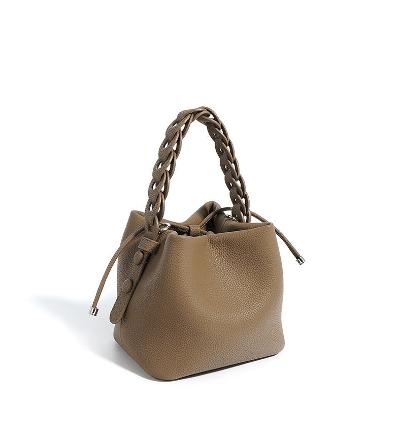 New Top Layer Cowhide Bucket Bag Spring Genuine Leather All-matching
