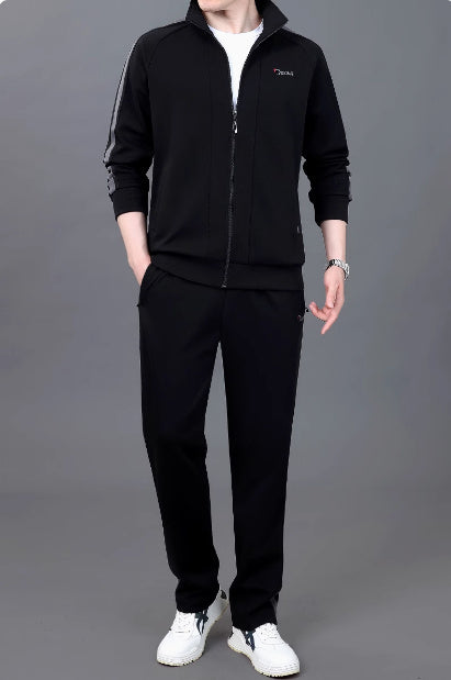 Spring And Autumn High-end Cotton Sweater Stand Collar Fashion High-end Two-piece Suit