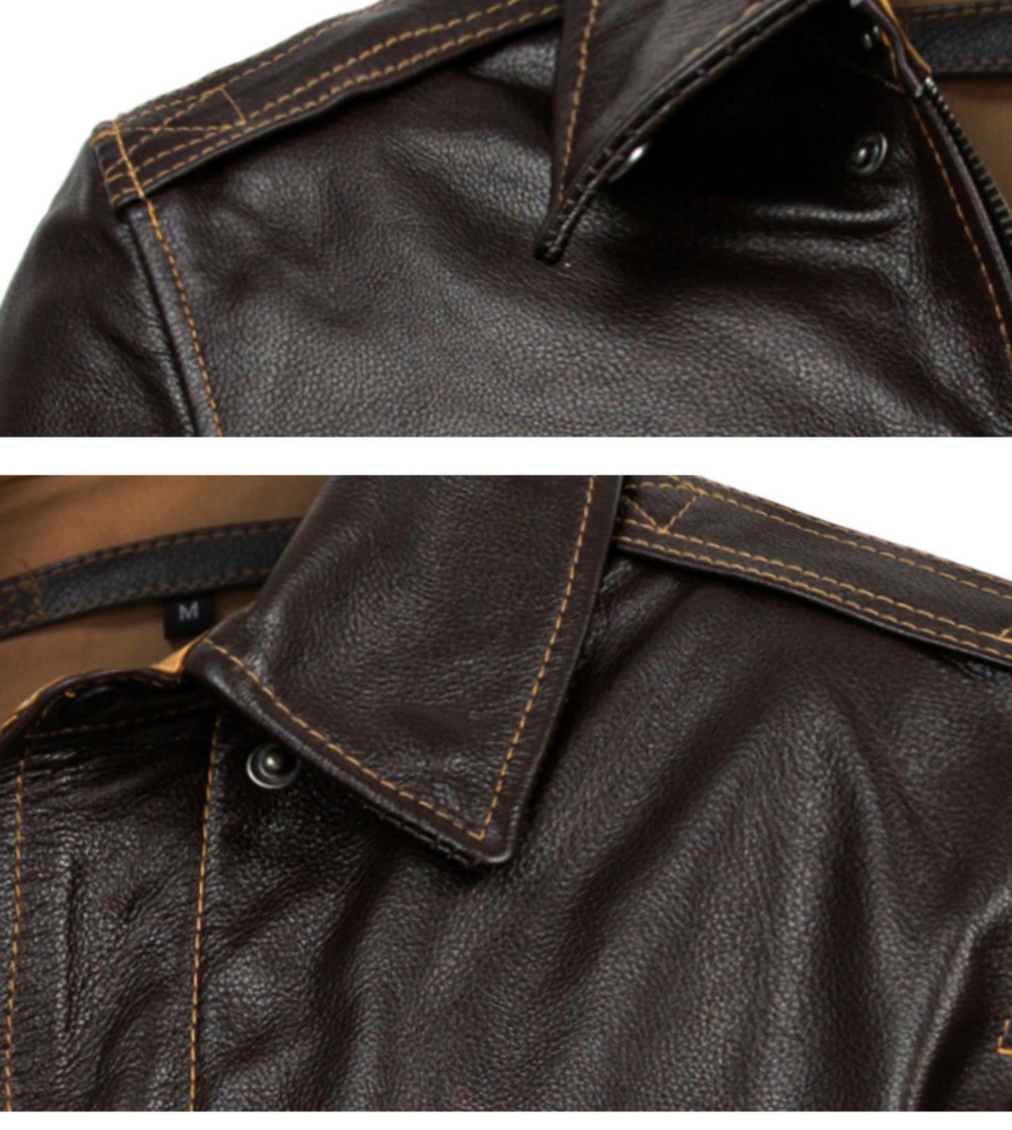 Genuine Leather Flight Jacket Baseball Uniform First Layer Cowhide Leather Men's Short Lapels Coat