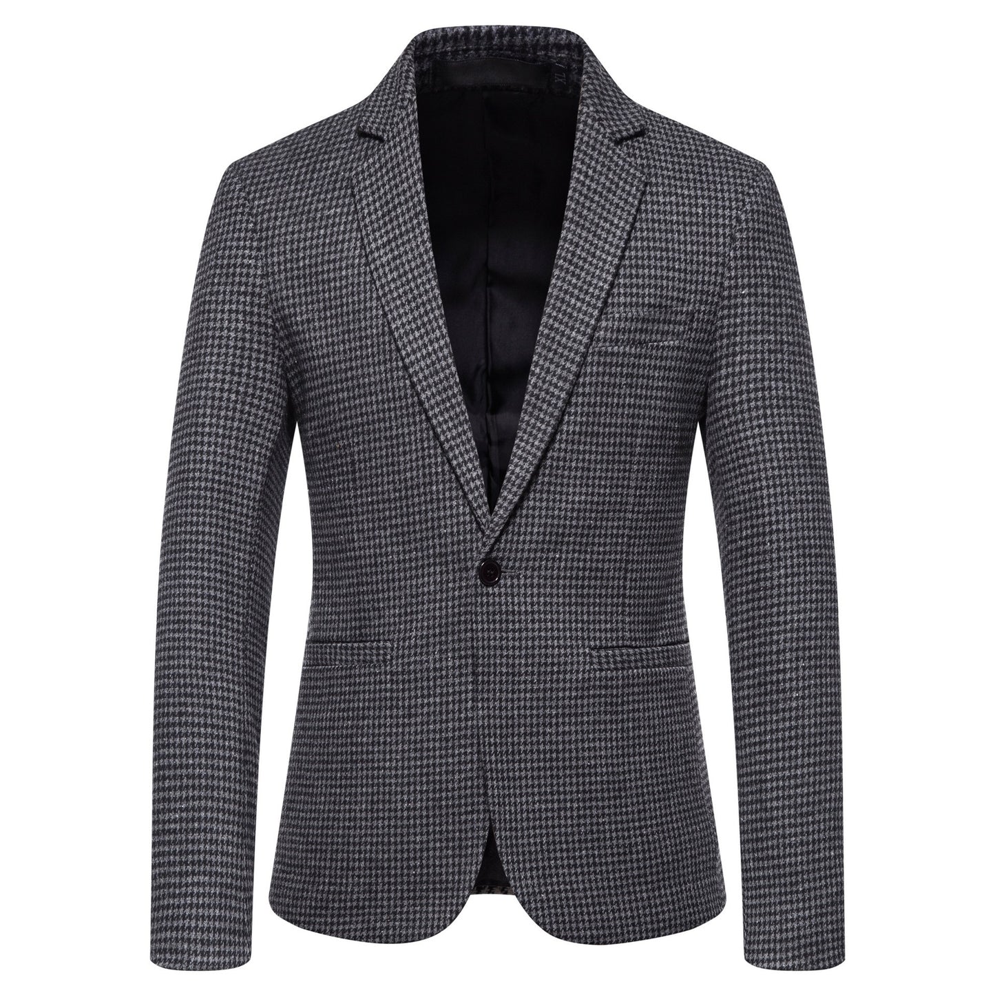 Men's Fashion Single Row One Button Suit Business Casual Trendy Woolen Suit Warm Jacket