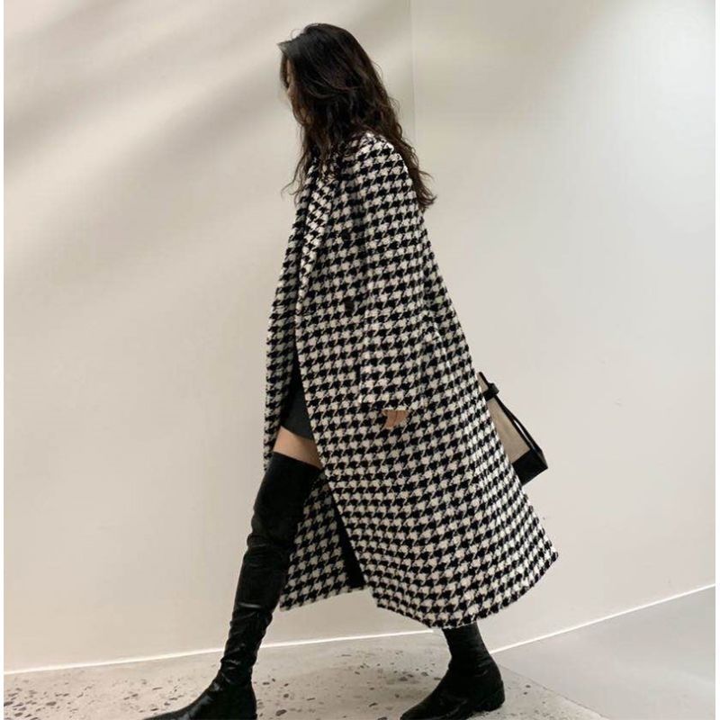 Autumn And Winter New Korean Style Fashion Classic Mid-length Below The Knee Woolen Overcoat Women