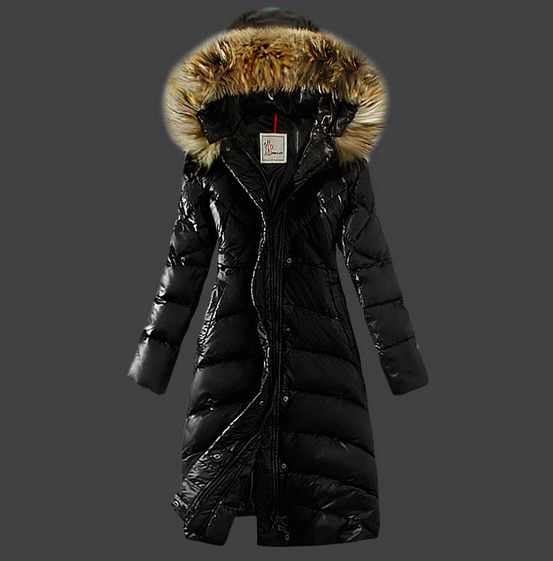 Raccoon Large Fur Collar Plus Size Slim Down Coat And Long Women