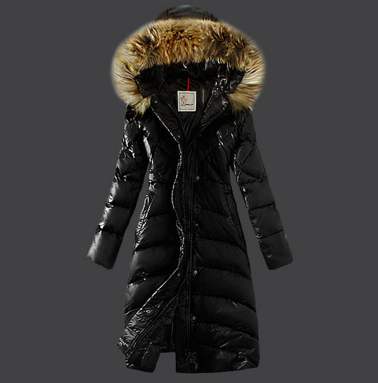 Raccoon Large Fur Collar Plus Size Slim Down Coat And Long Women