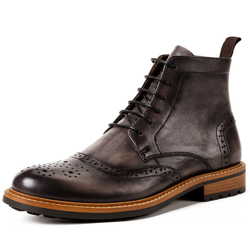 Casual Men's Top Layer Cowhide Round Toe Martin Boots