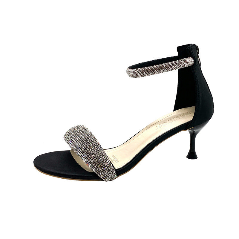 Women's Korean Fashion Sandals Round Toe High Heels