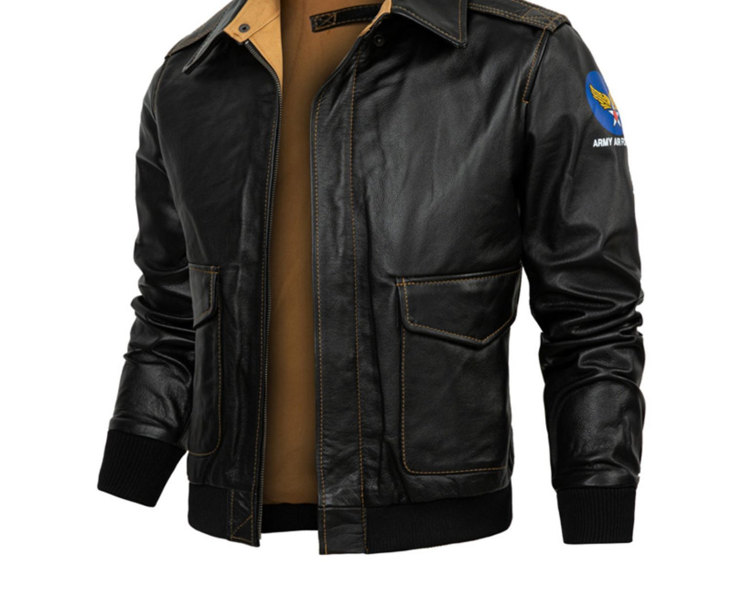 Genuine Leather Flight Jacket Baseball Uniform First Layer Cowhide Leather Men's Short Lapels Coat