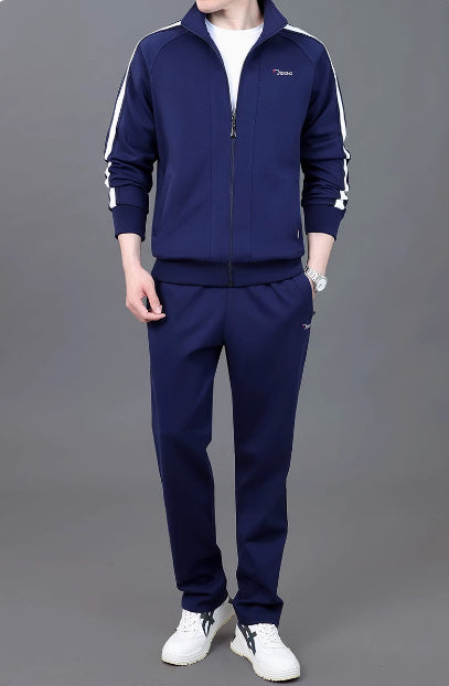 Spring And Autumn High-end Cotton Sweater Stand Collar Fashion High-end Two-piece Suit