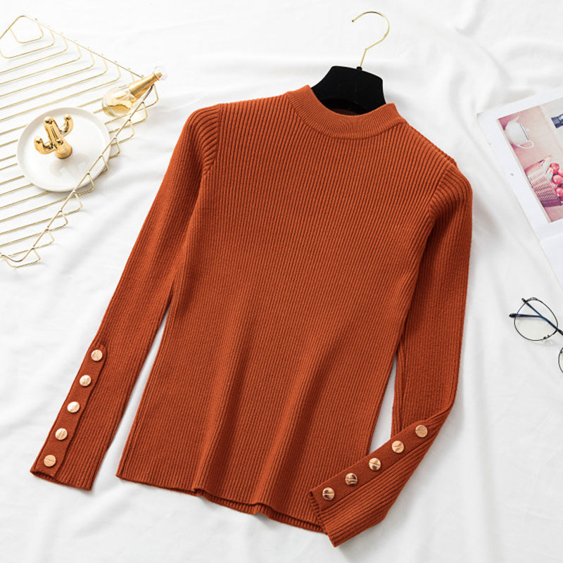 Round neck pullover chic long sleeve sweater