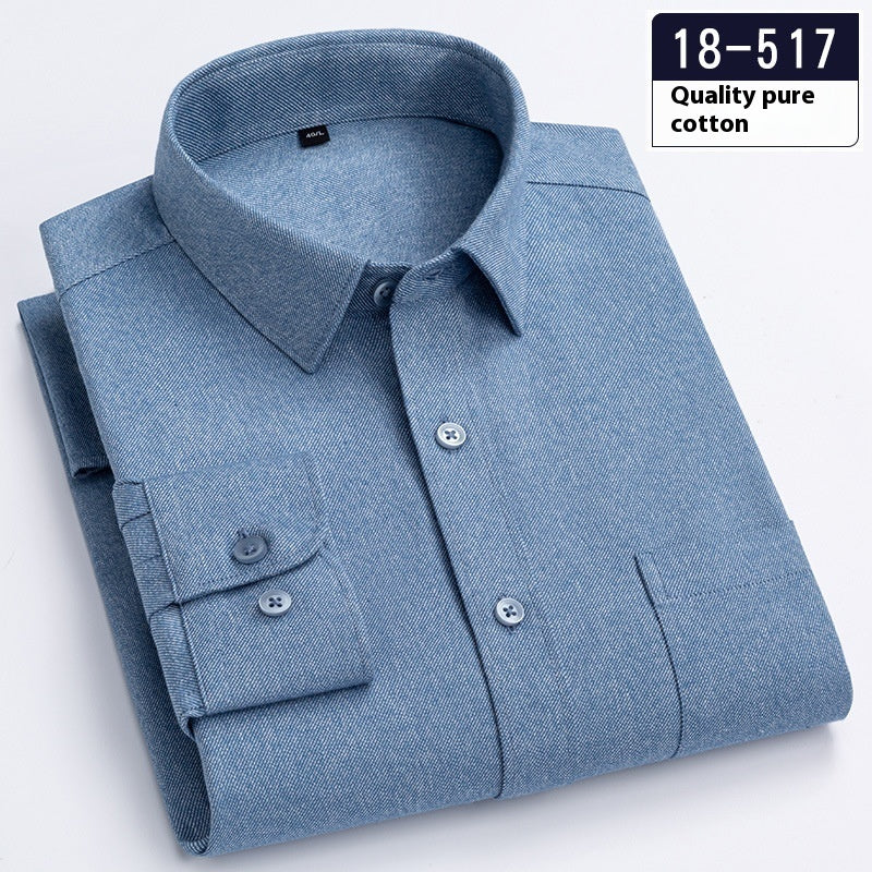 Men's Long Sleeve Solid Color Pocket Light Business Shirt