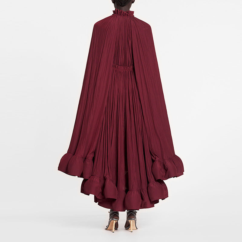 V-neck Ruffled Temperament Cloak Type Dress