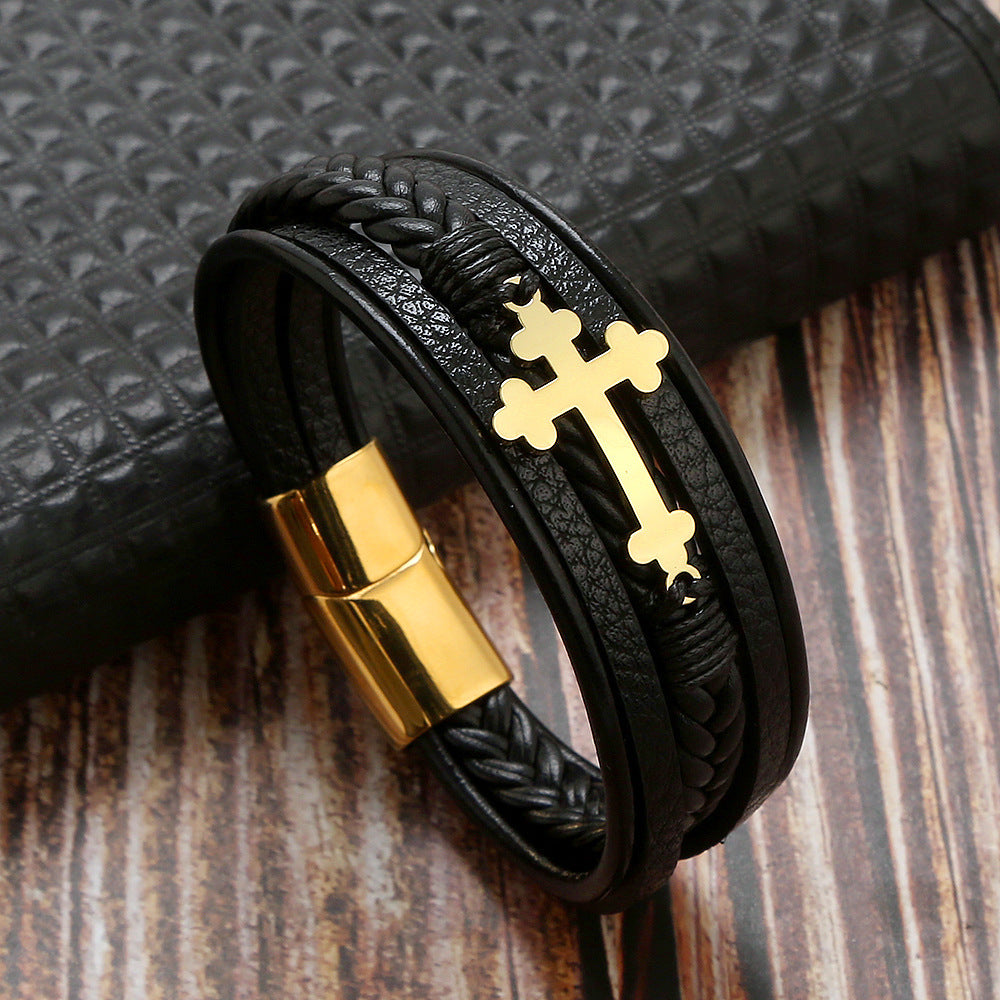 Personalized Multi-layer Woven Leather Men's Bracelet