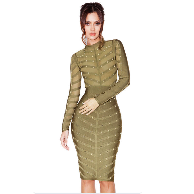 Mesh long sleeve dress