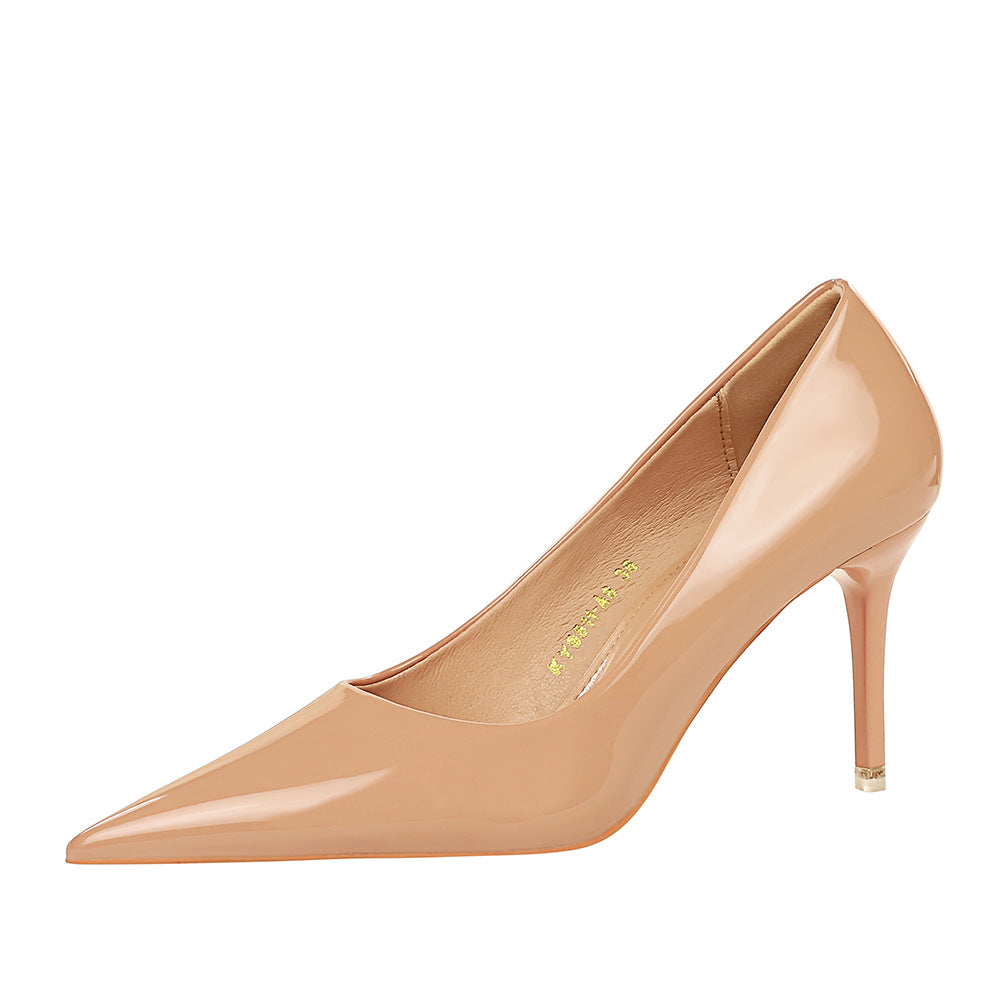 Women's Fashion Simple Stiletto Glossy Patent Leather High Heels