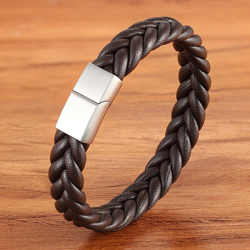 Leather Rope Hand Woven Bracelet Neutral Creativity