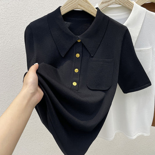 Lapel Ice Silk Short Sleeve