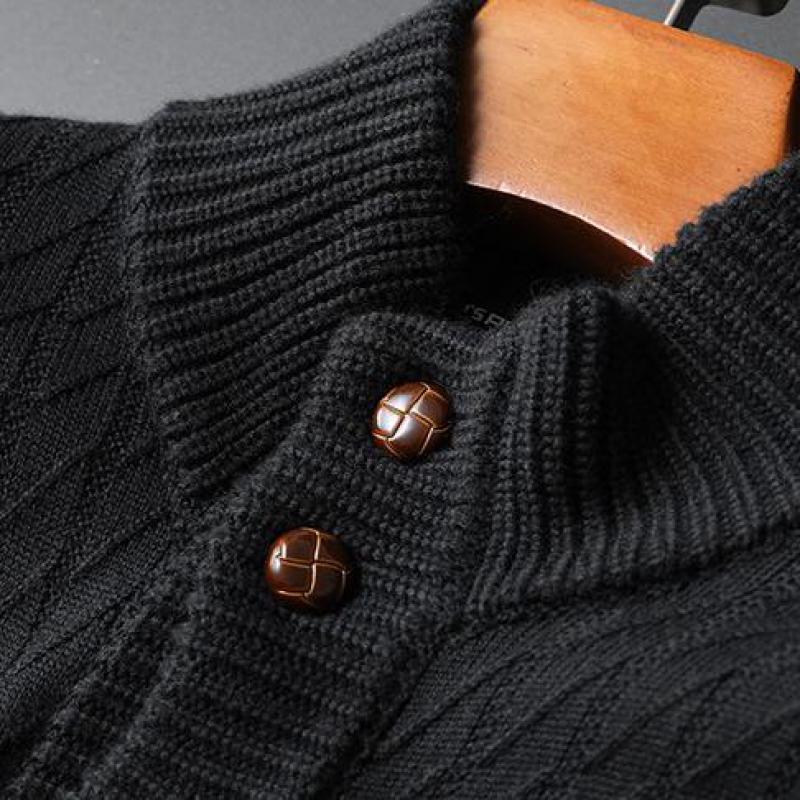 Solid Color Sweater Knitted Sweater Button Men's Cardigan Coat