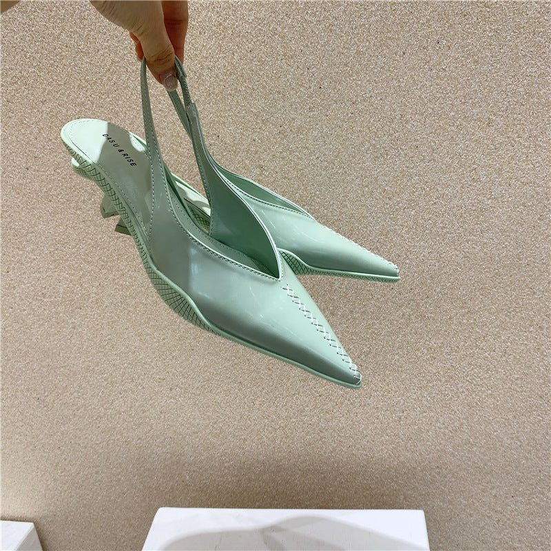 Baotou Sandals Women Summer Mid-heel Pointed Toe Ladies High Heels