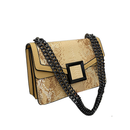 Fashion Snake Print Chain Crossbody One Shoulder Trendy Bag