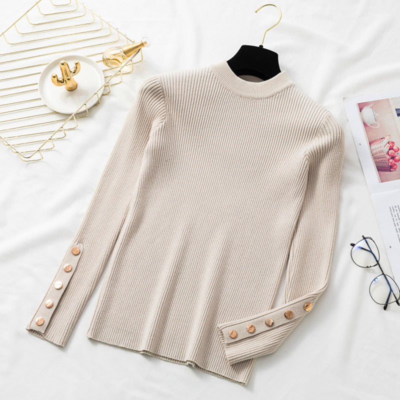 Round neck pullover chic long sleeve sweater