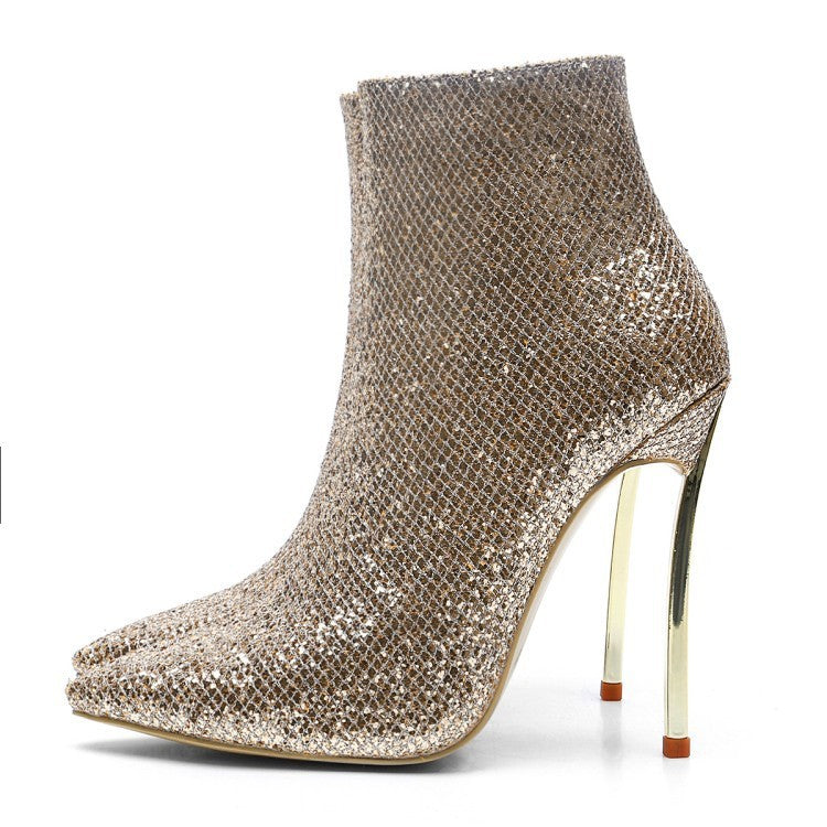 Women's golden stiletto boots