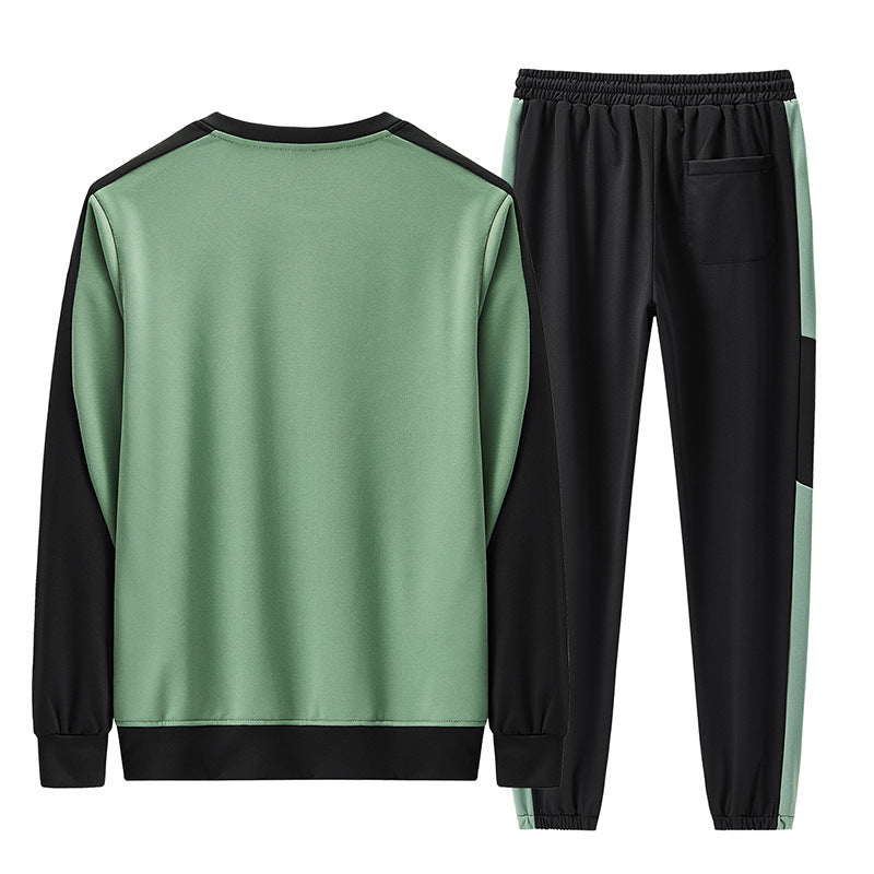 Men's Casual Color Contrast Long-sleeved Trousers Sports Suit