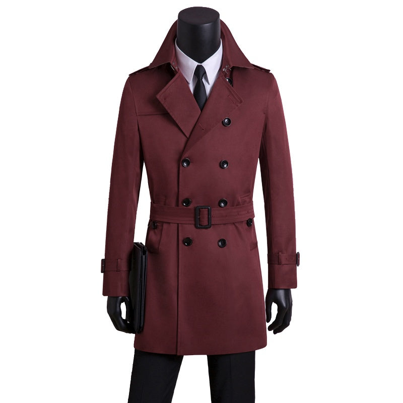 Men's slim long trench coat