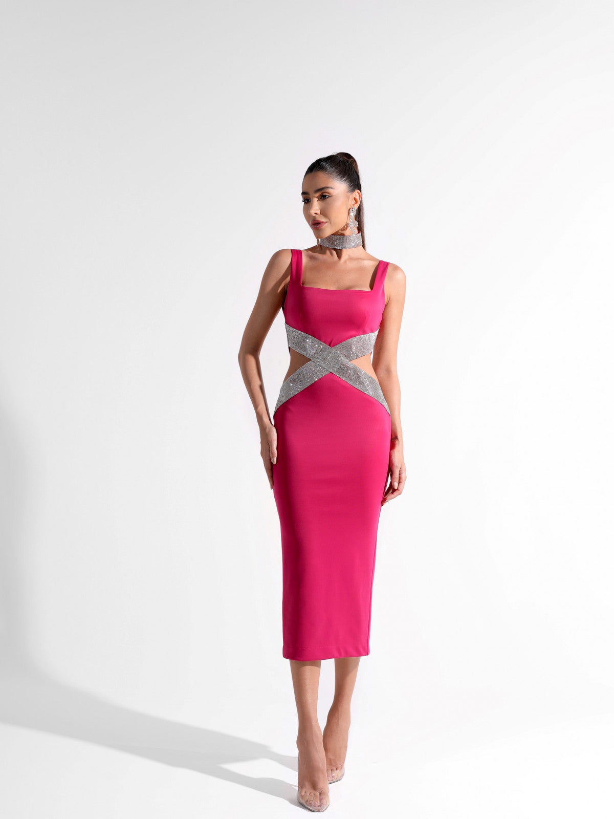 Bandage One-piece Dress Fashion Square Collar