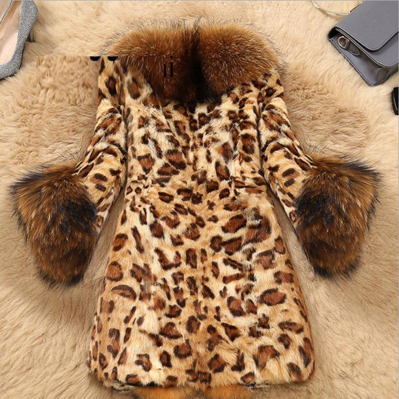 Mid Length Leopard Print Coat In Autumn And Winter For Women