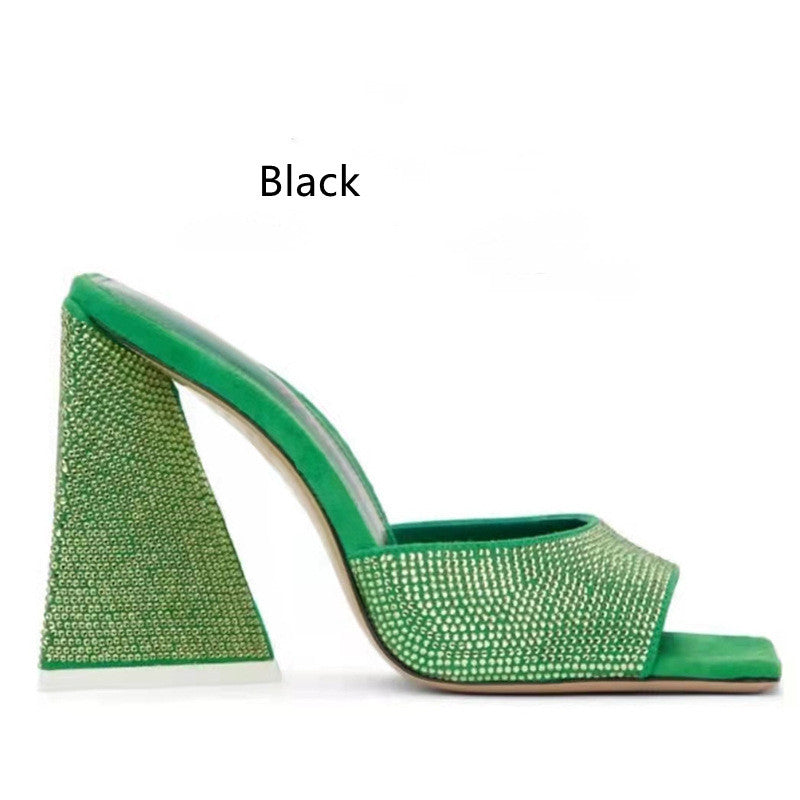 Square Toe Chunky Heel Sandals Plus Size