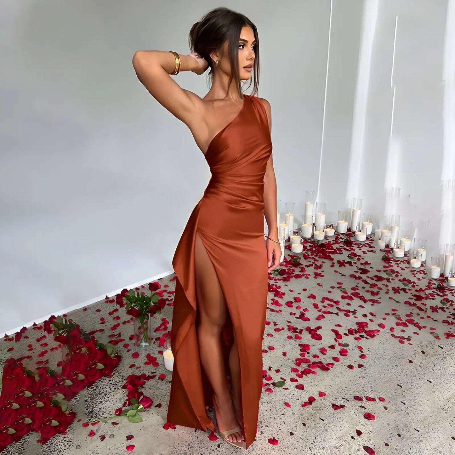 Satin Split-Kleid