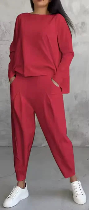 Women's Irregular Design Long-sleeved Sweater Harem Pants Suit