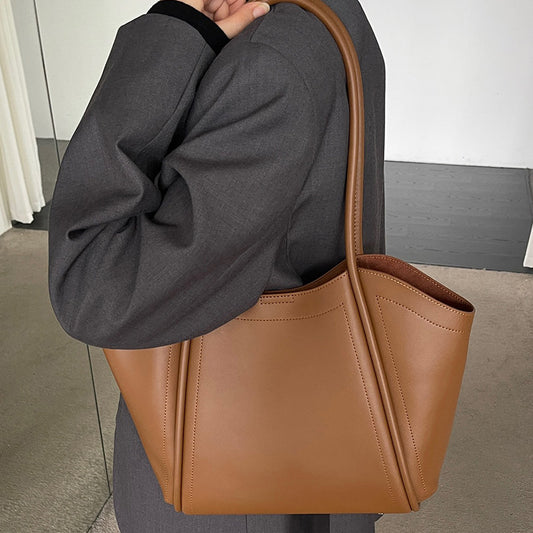 Large Capacity High-grade Sentong Qin Genuine Leather Shoulder Cowhide Big Bag