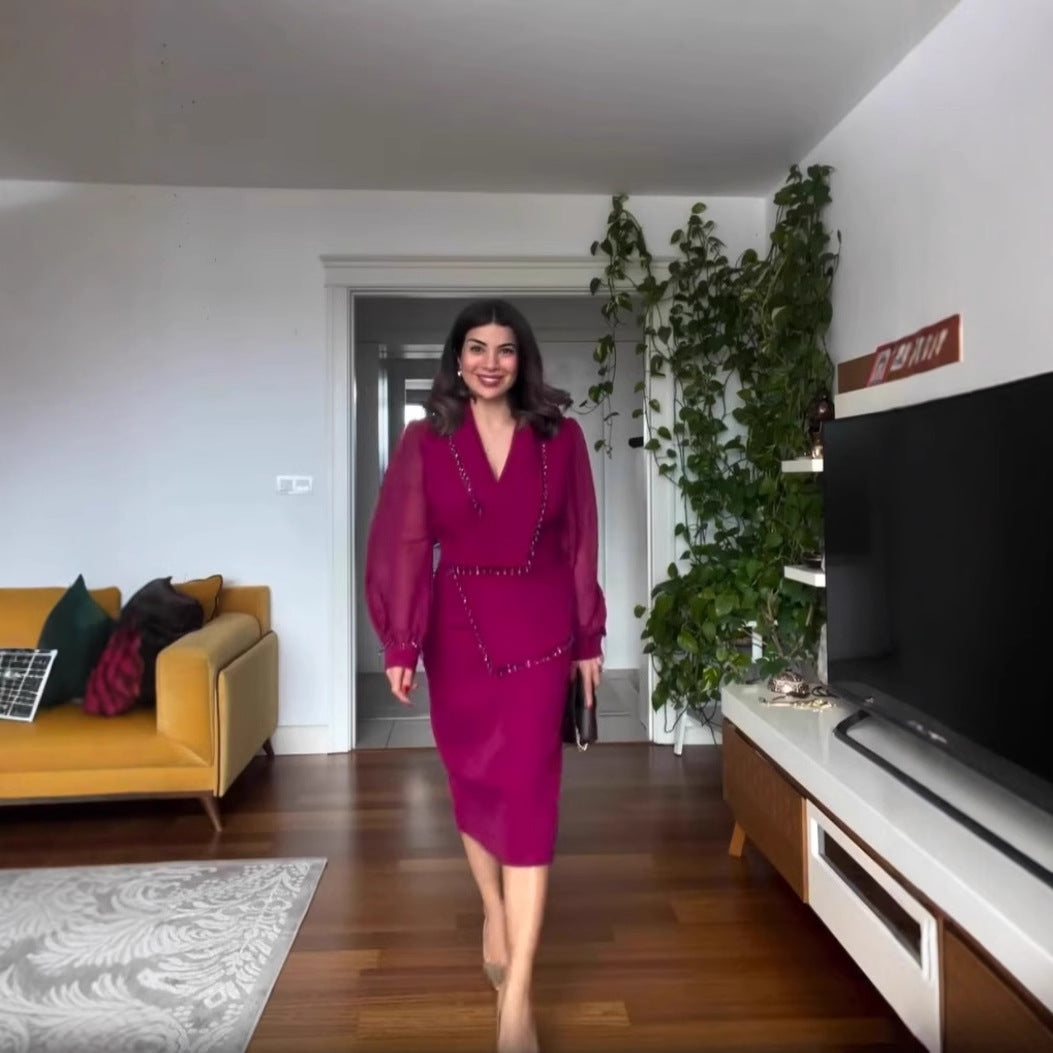 Women's Tassel Skirt Puff Sleeve Suit