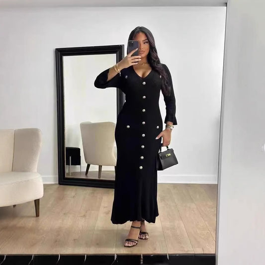 Fallwinter Slim Knitted Long Sleeve Fishtail Dress