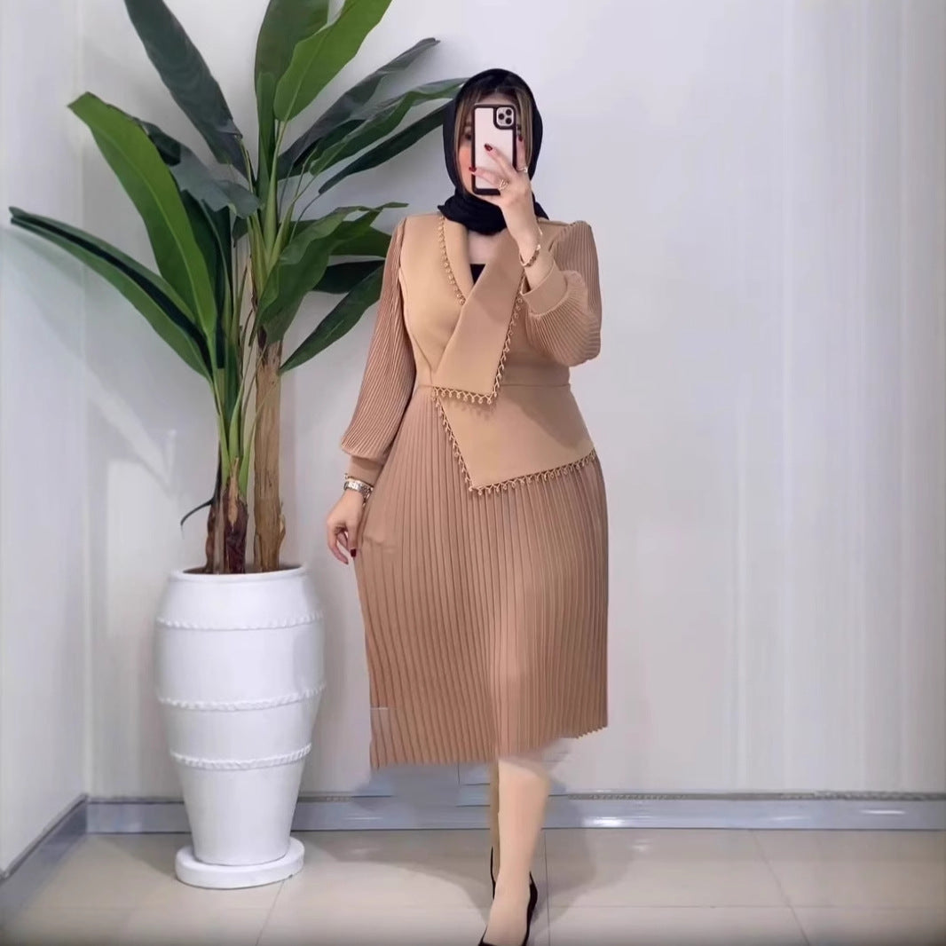 V-neck Design Versatile Knitting Suit