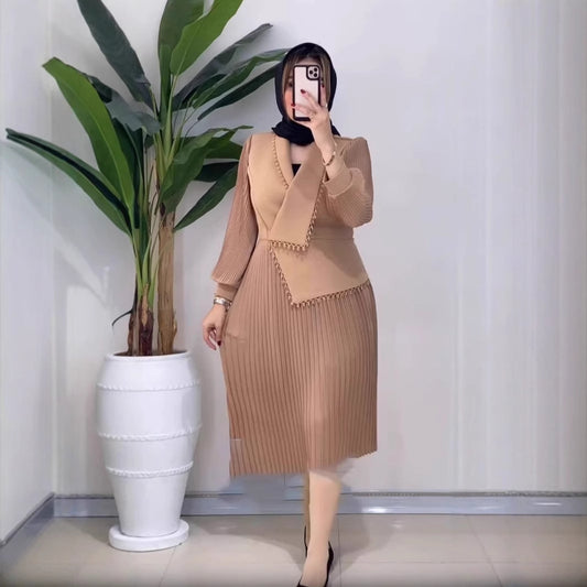 V-neck Design Versatile Knitting Suit