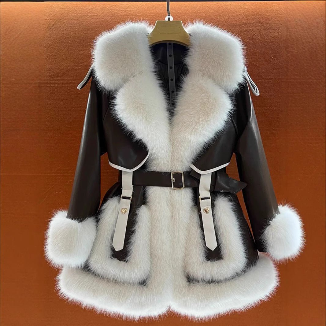 Elegant Big Fur Collar Fur Fur Coat For Women