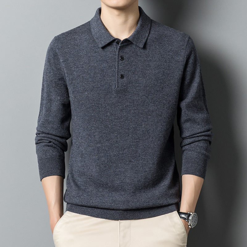 Fall Casual Polo Collar Long-sleeved Sweater