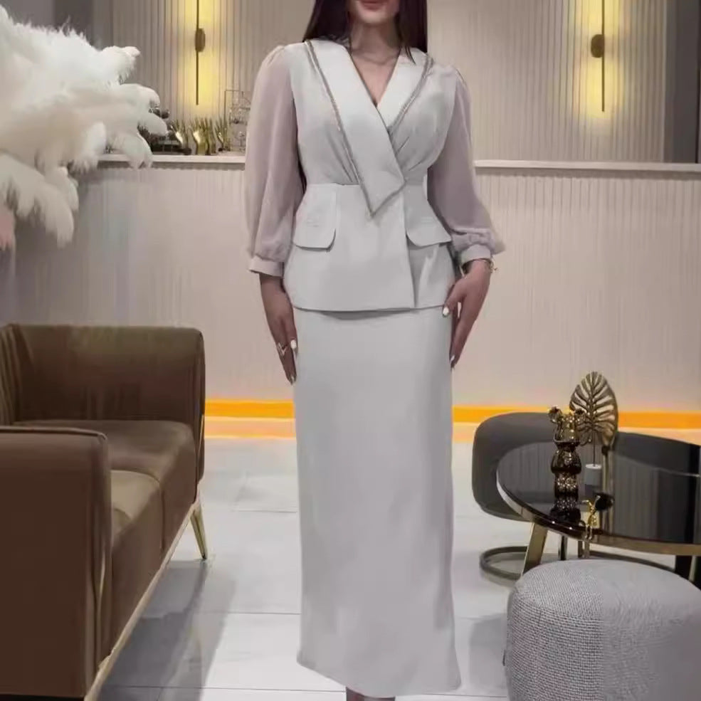 Fashion Waist-controlled Small Business Suit Coat Package Hip Skirt Two-piece Set