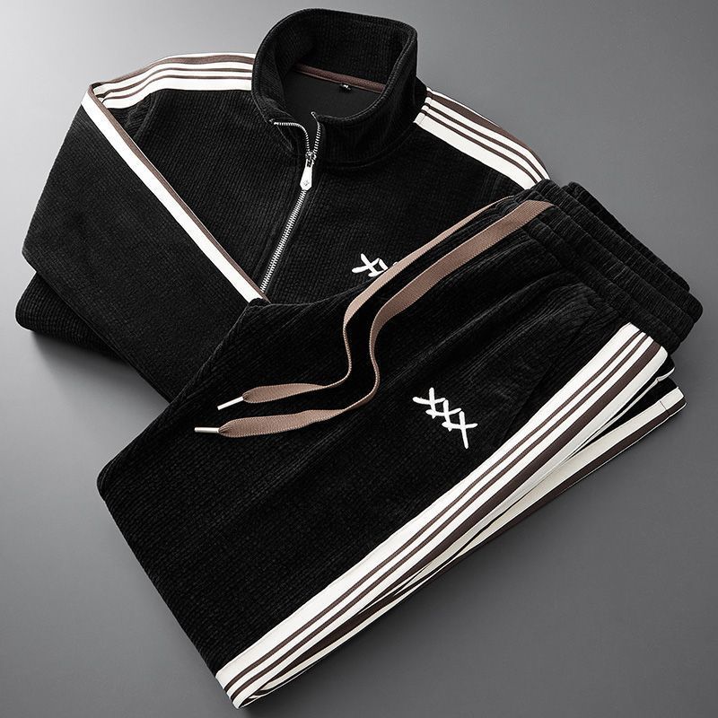 Warm Sports Suit Men's Zipped Stand Collar Cardigan