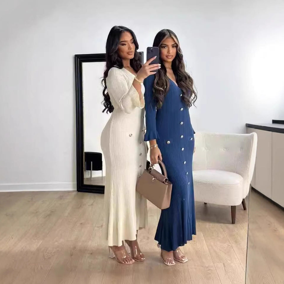 Fallwinter Slim Knitted Long Sleeve Fishtail Dress