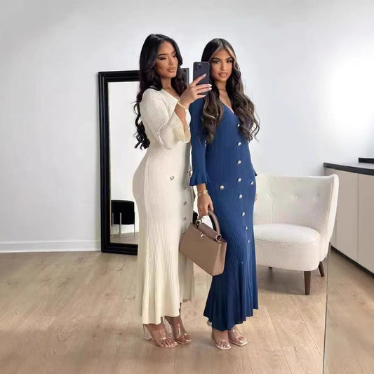 Fallwinter Slim Knitted Long Sleeve Fishtail Dress