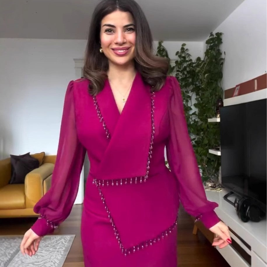 Women's Tassel Skirt Puff Sleeve Suit