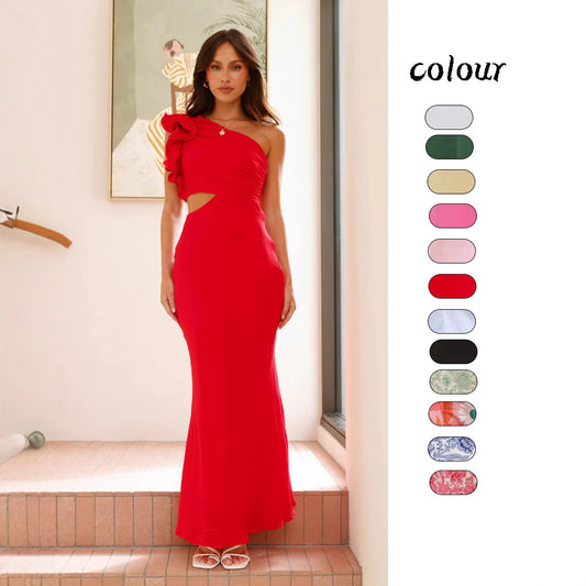 Summer New Fashion One Shoulder Slim Fit Dress