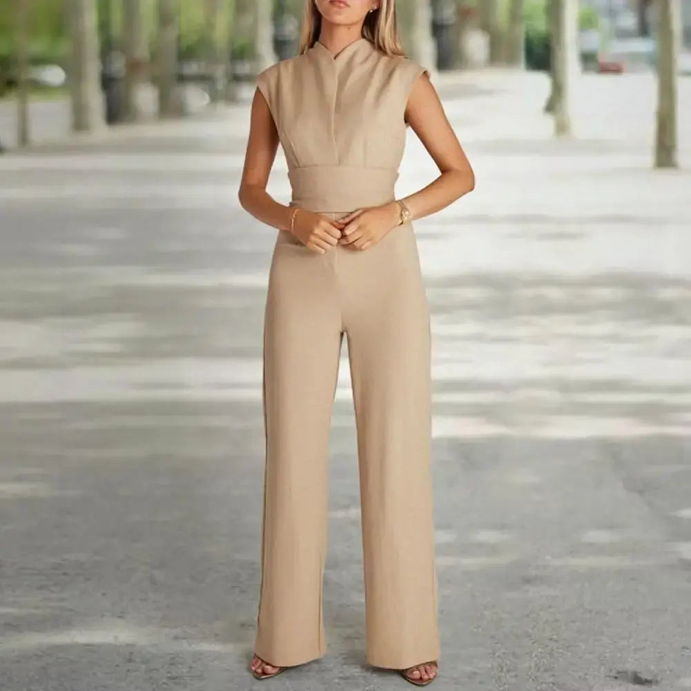 Summer Jumpsuit High Waist Belt