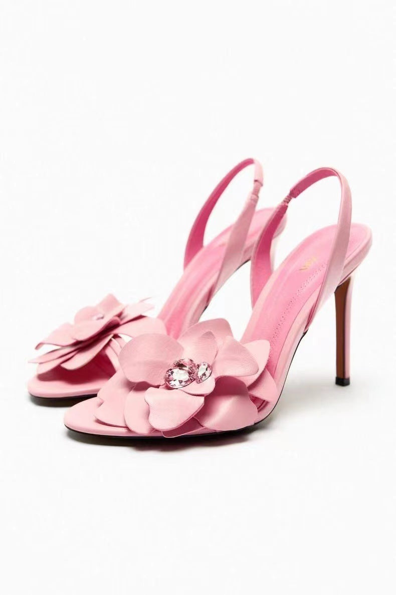 Fairy Style Flower-decorated High Heel Sandals