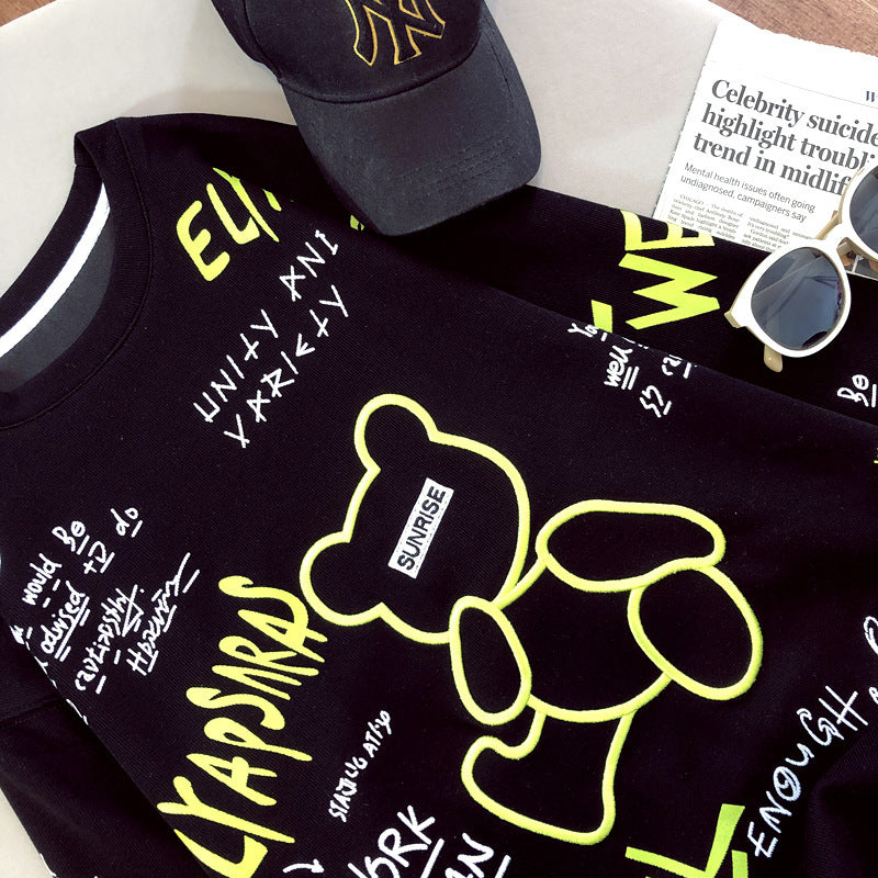 Cartoon Long Sleeve T-shirt Women's Thin Sweater Loose National Fashion Top Bottoming Shirt